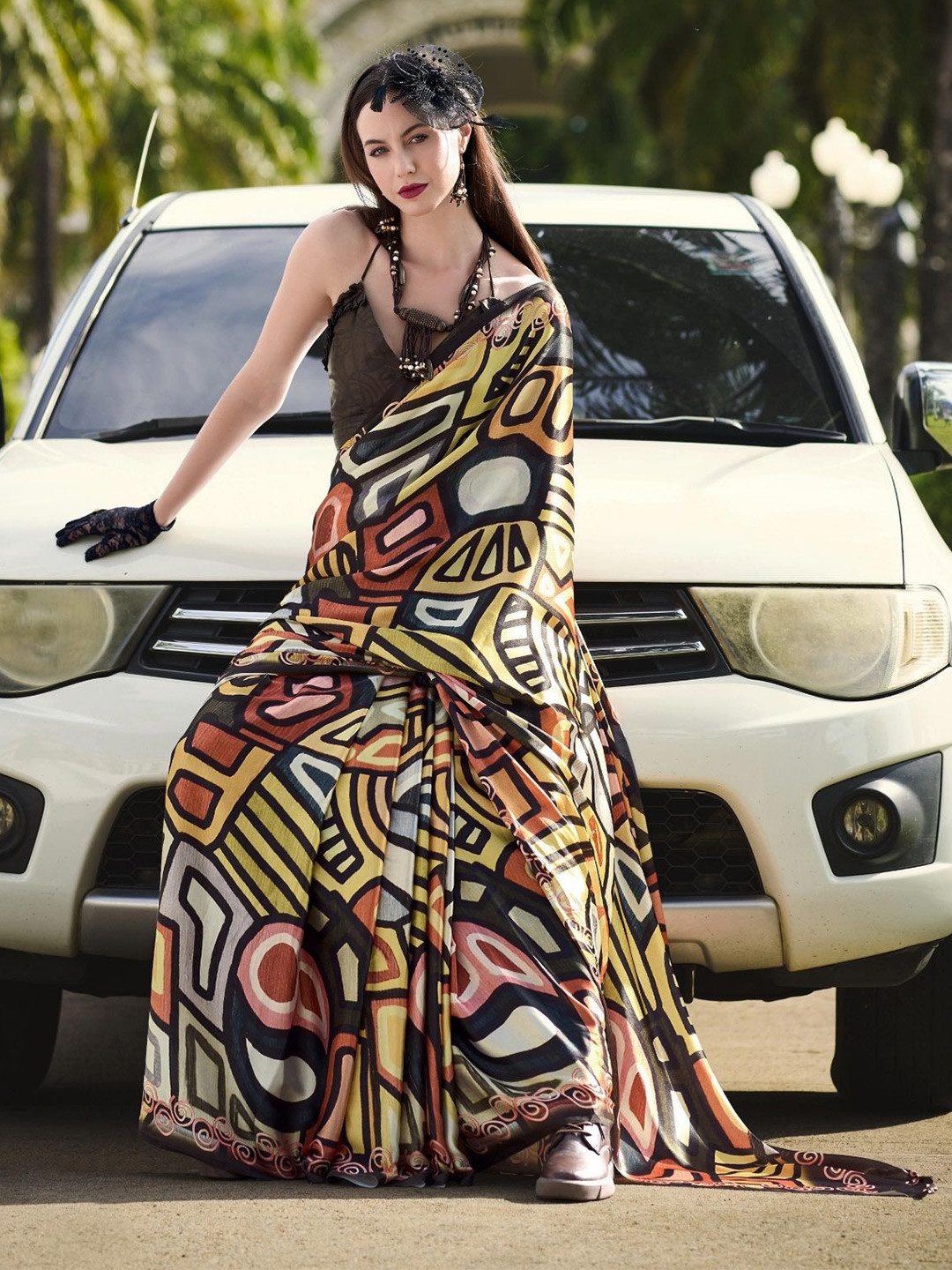 MAHALASA Pure Crepe Designer Saree