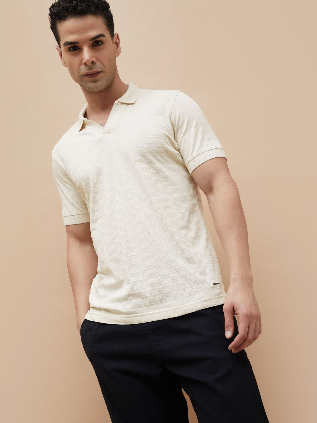 CODE by Lifestyle Men Polo Collar Raw Edge T-shirt