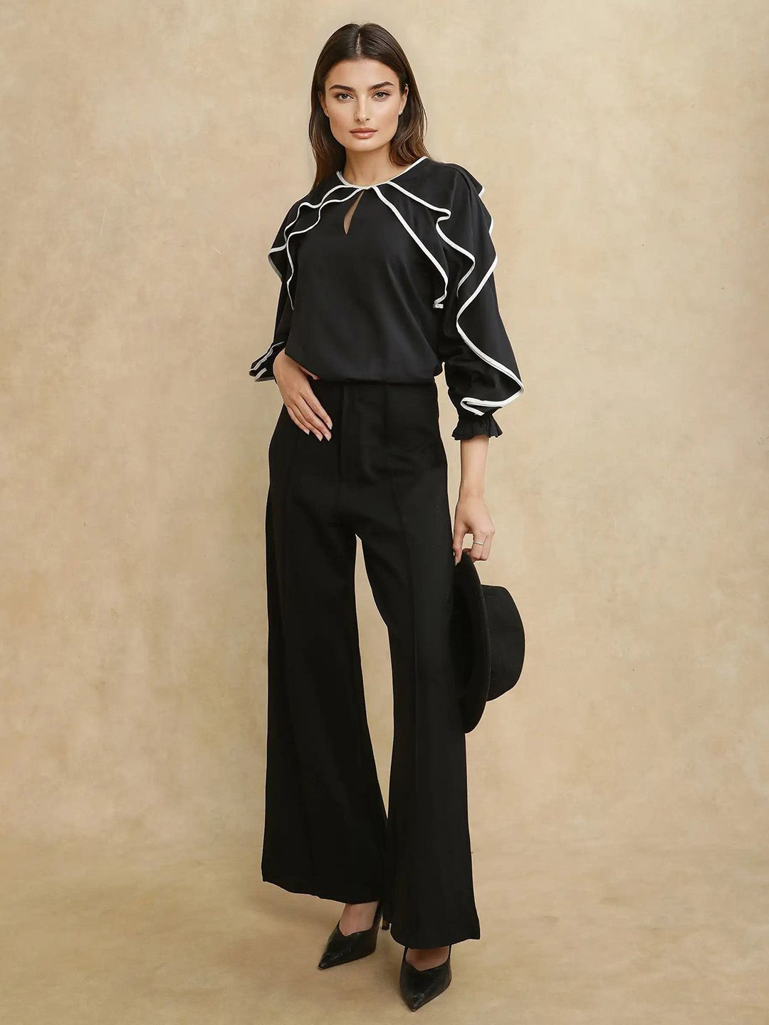 RAREISM JANCURA Women Tailored Slim Fit High-Rise Trousers