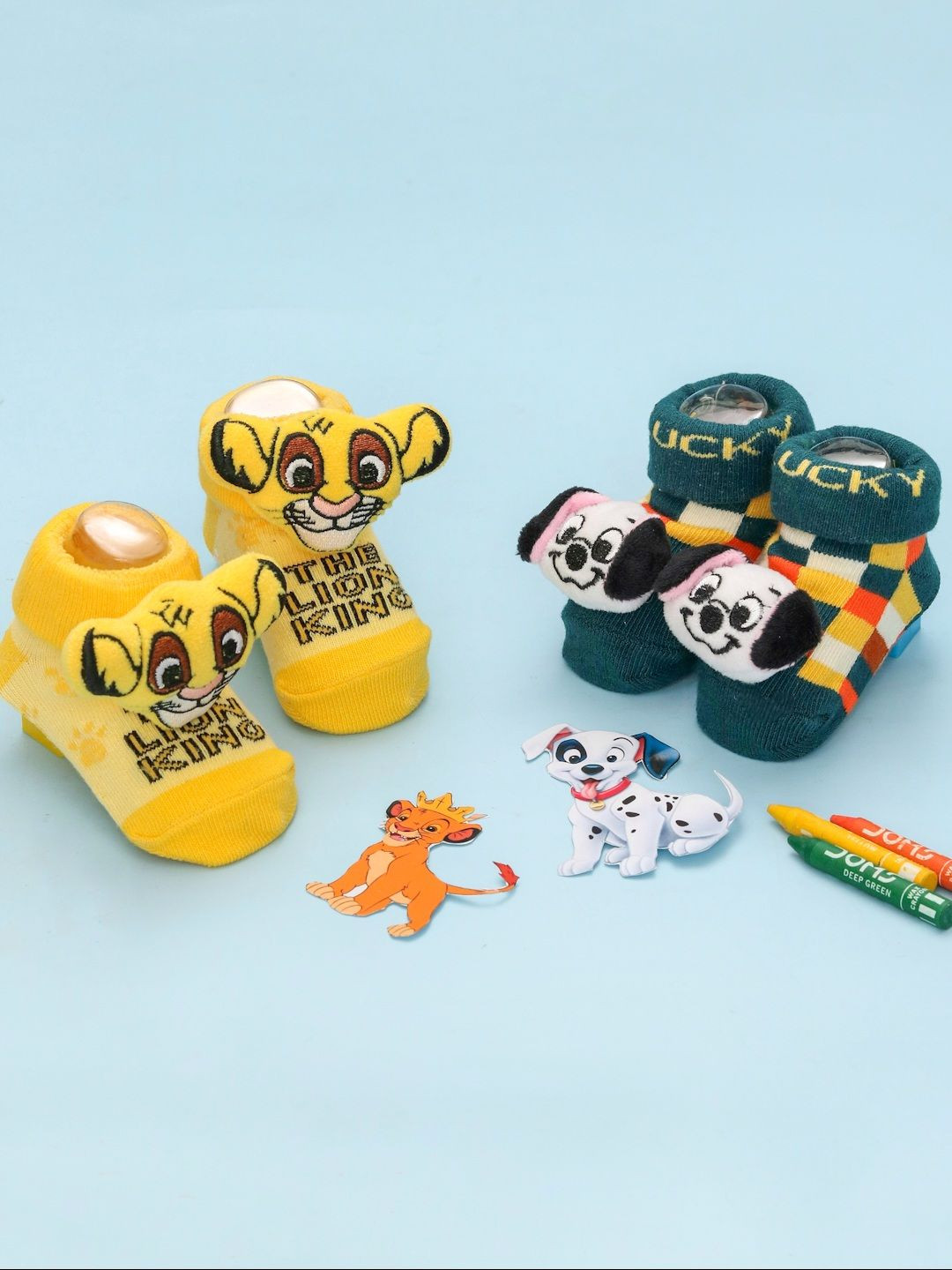 Yellow Bee Infant Boys Pack Of 2 3DPatterned Cotton Ankle Length Socks