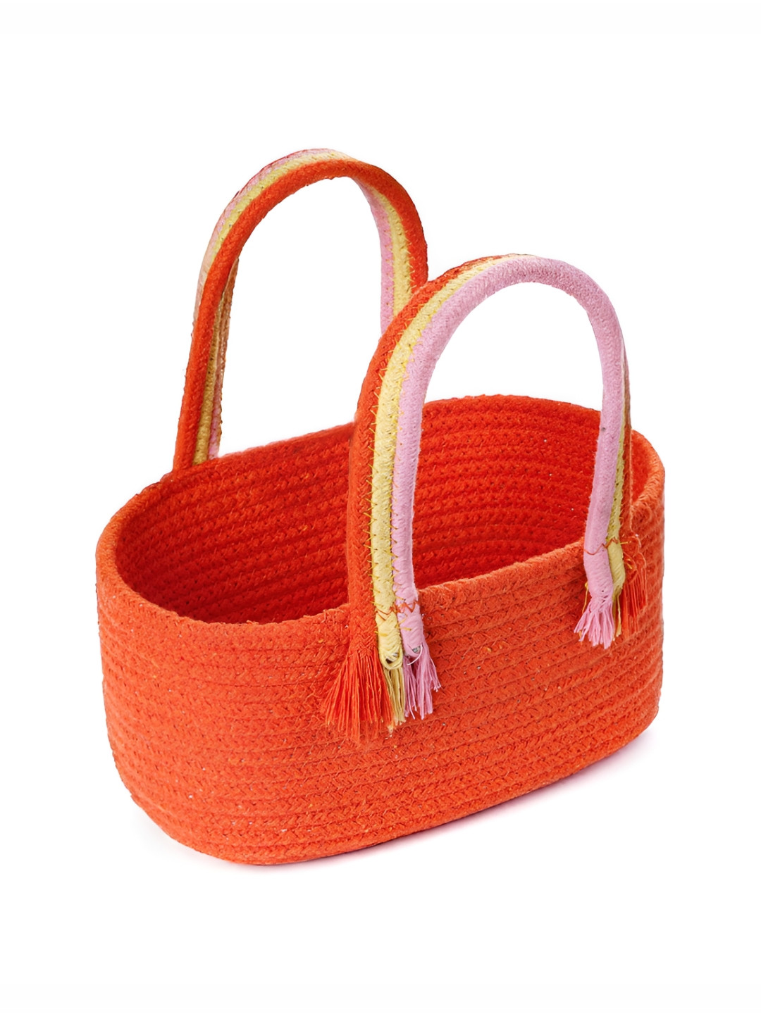 HOMADORN Orange Colored & Pink Cotton Super Strong Multi-Utility Basket