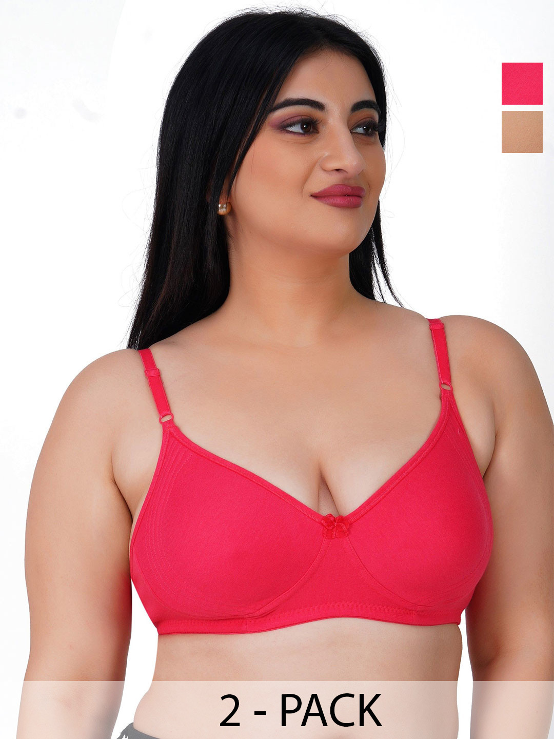 LADYLAND Women Full Coverage Non Wired Lightly Padded Support Cotton T-shirt Bra