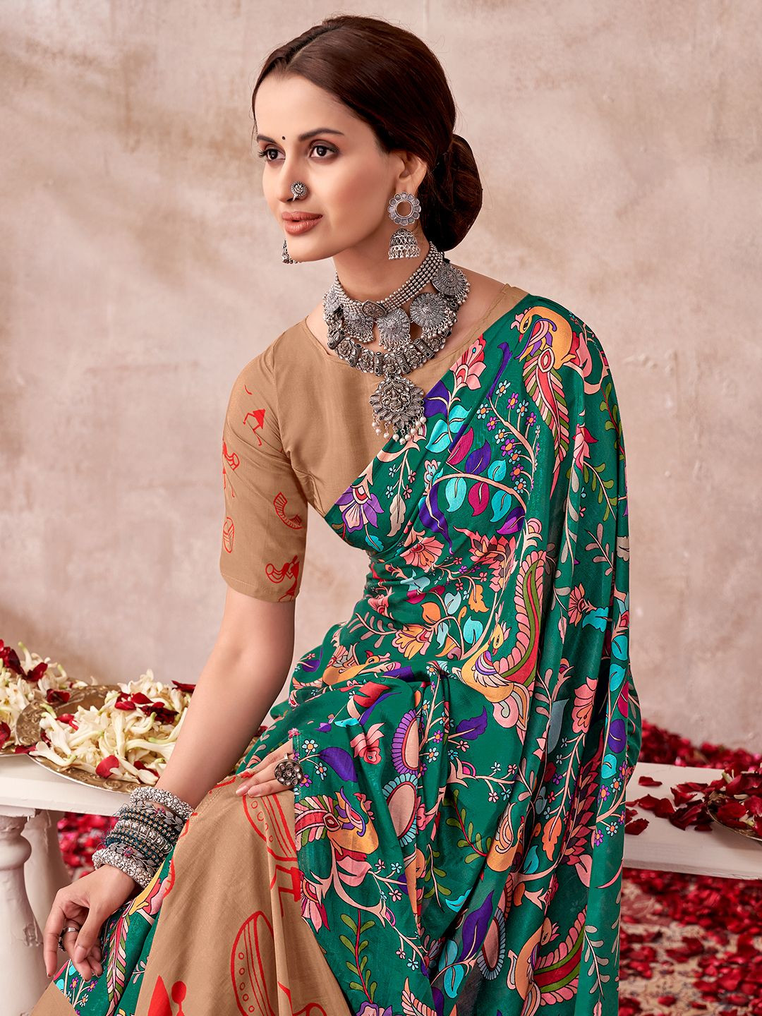 SARHAKalamkari Pure Georgette Saree