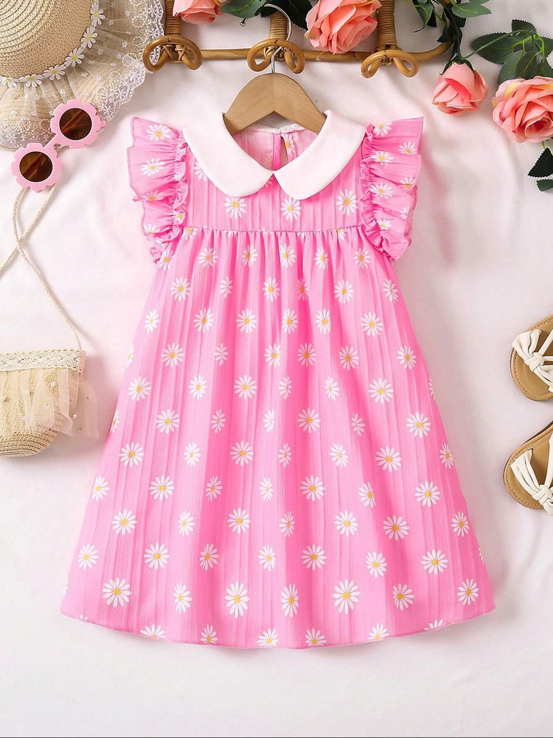 BAESD Floral Print Flutter Sleeve Fit & Flare Dress
