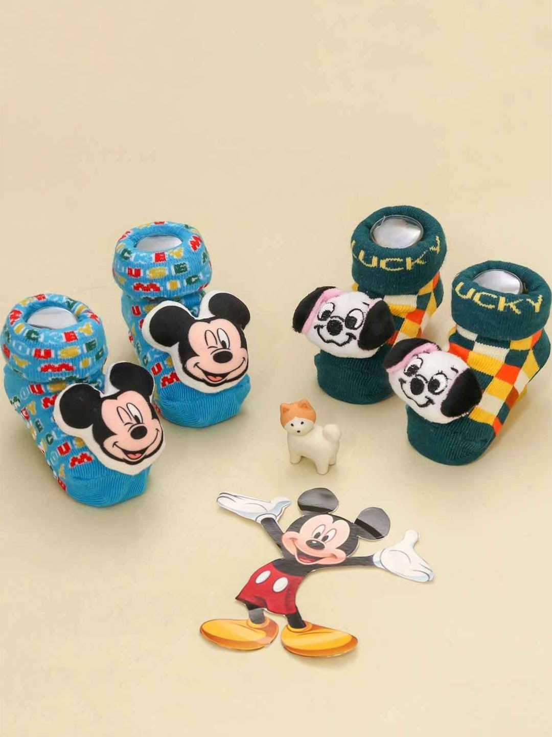 Yellow Bee Infant Boys Pack Of 2 3DPatterned Cotton Ankle Length Socks