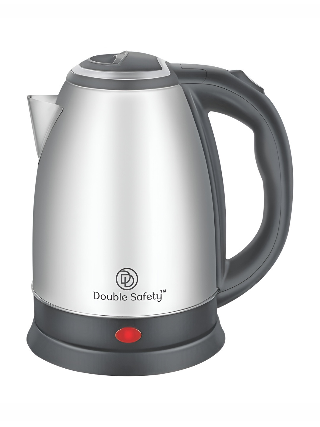 Double Safety Barcelona Silver-Toned & Black Stainless Steel Easy to Clean Kettle-1.8 L