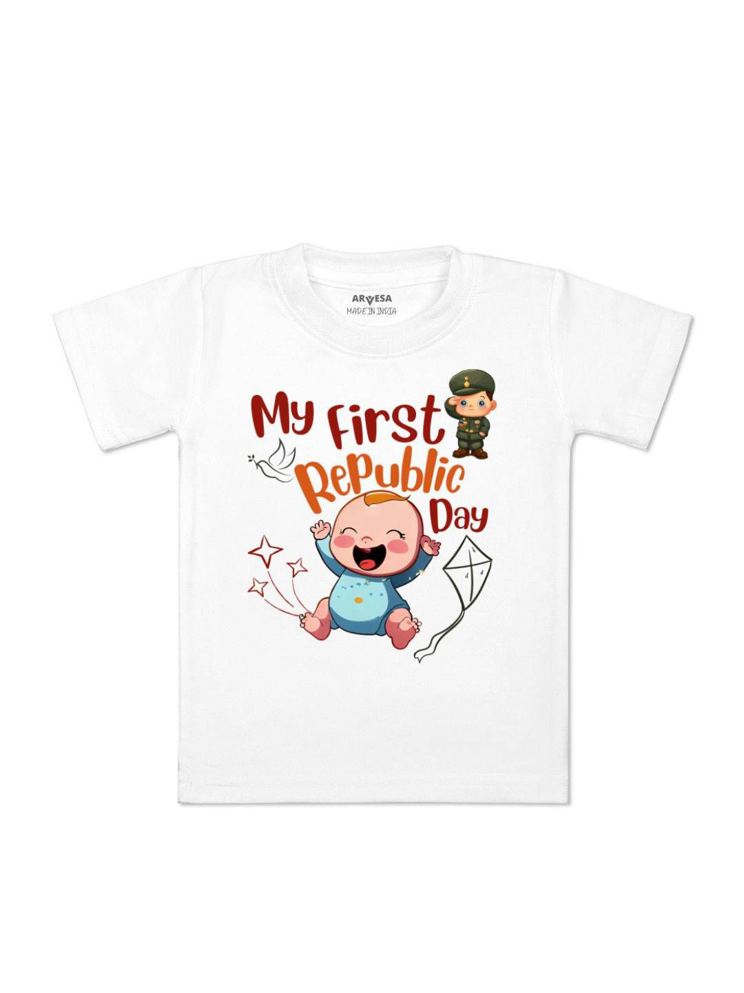 Arvesa First Republic Day Printed Kids Unisex T-shirt