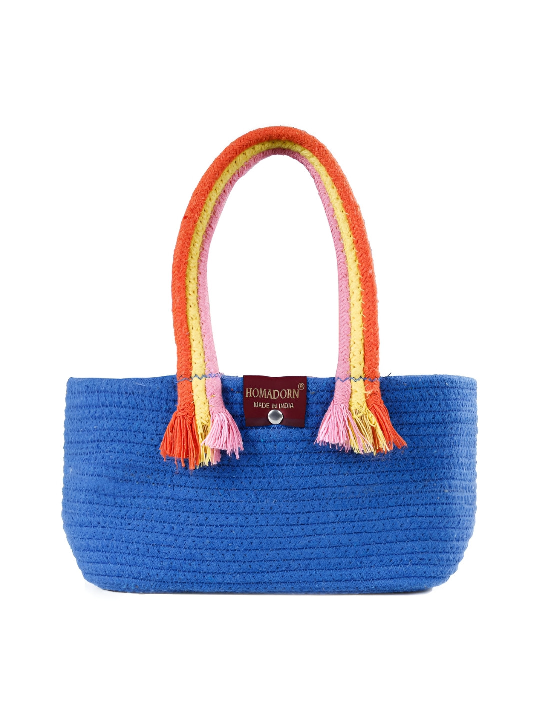 HOMADORN Blue & Yellow Cotton Super Strong Multi-Utility Basket