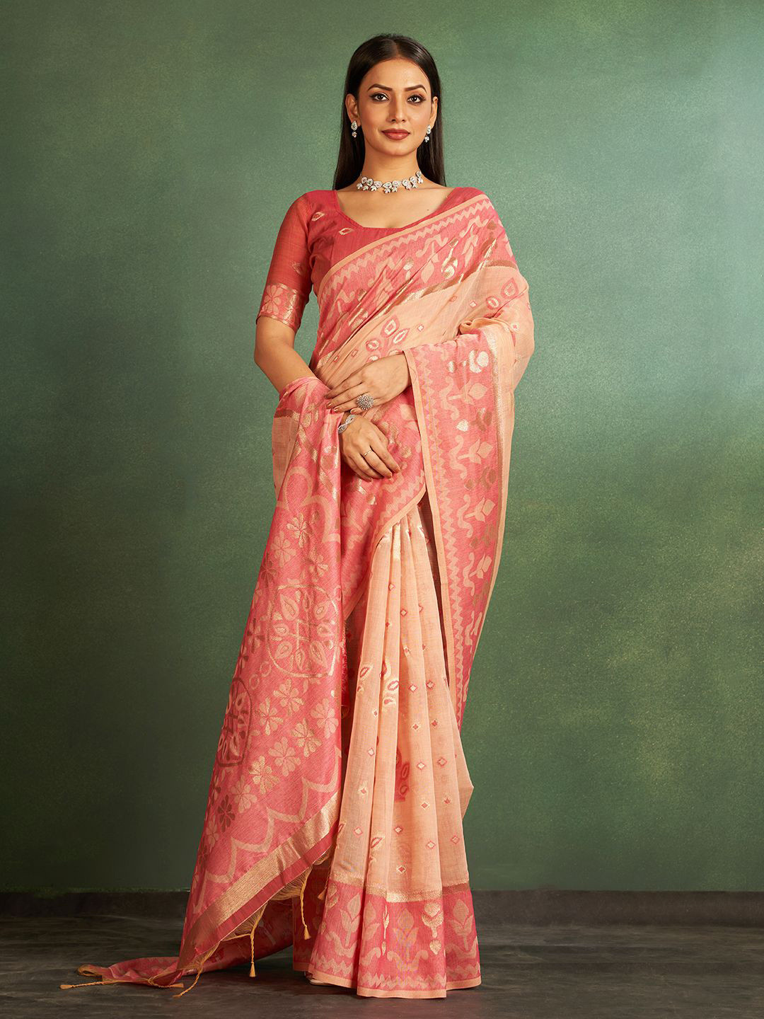 SARHAPaisley Chanderi Cotton Saree