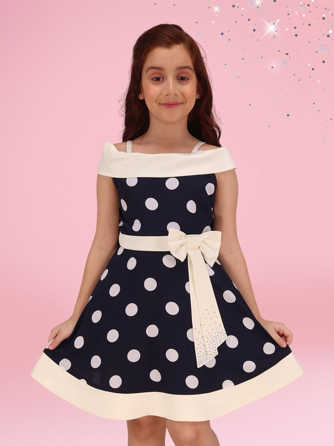 CUTECUMBER Polka Dot Print Fit & Flare Dress