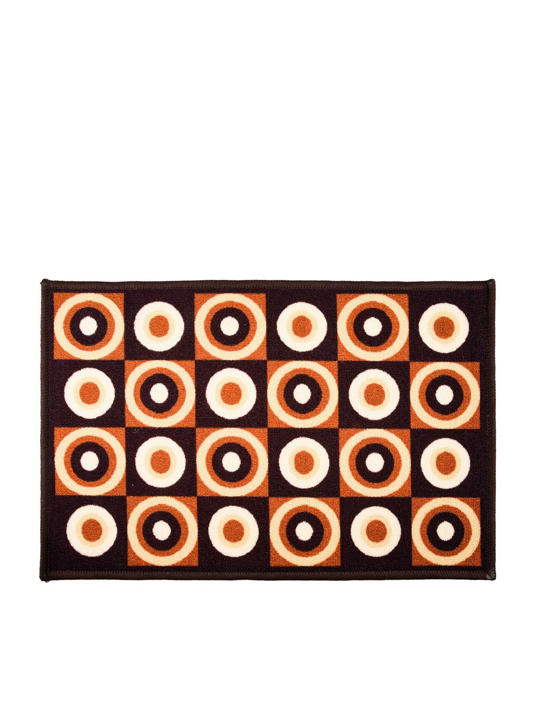Kuber Industries Gola Brown & White Velvet Printed Entrance Floor Doormat