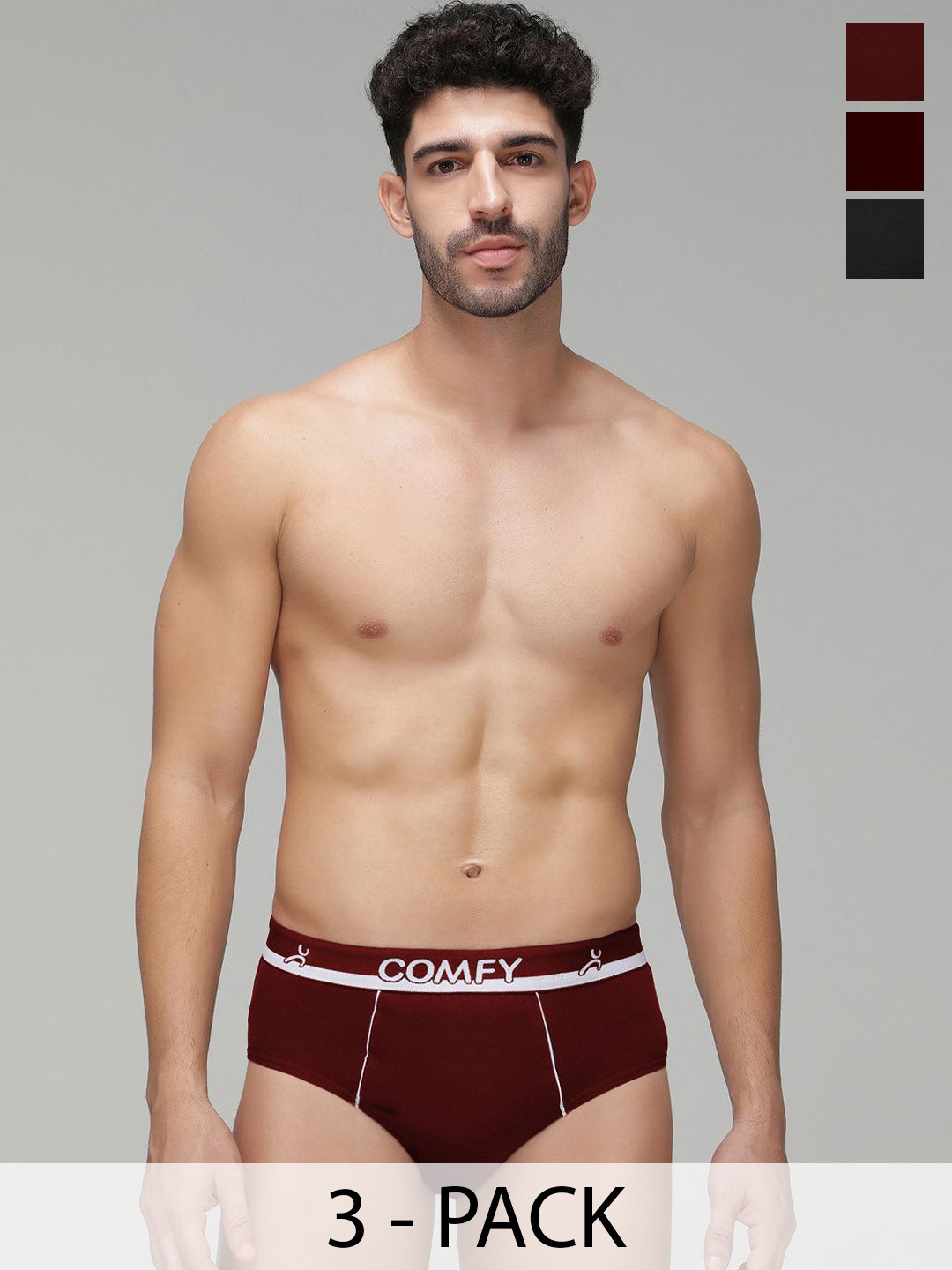 AMUL COMFY Men Pack Of 3 Pure Cotton Briefs AC-CBRIOE-MA-BK-CB-S-3PC