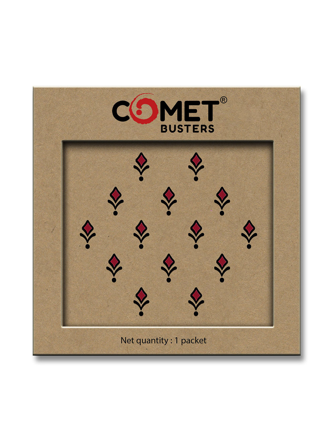 Comet Busters Traditional Designer Bindi - Maroon & Black