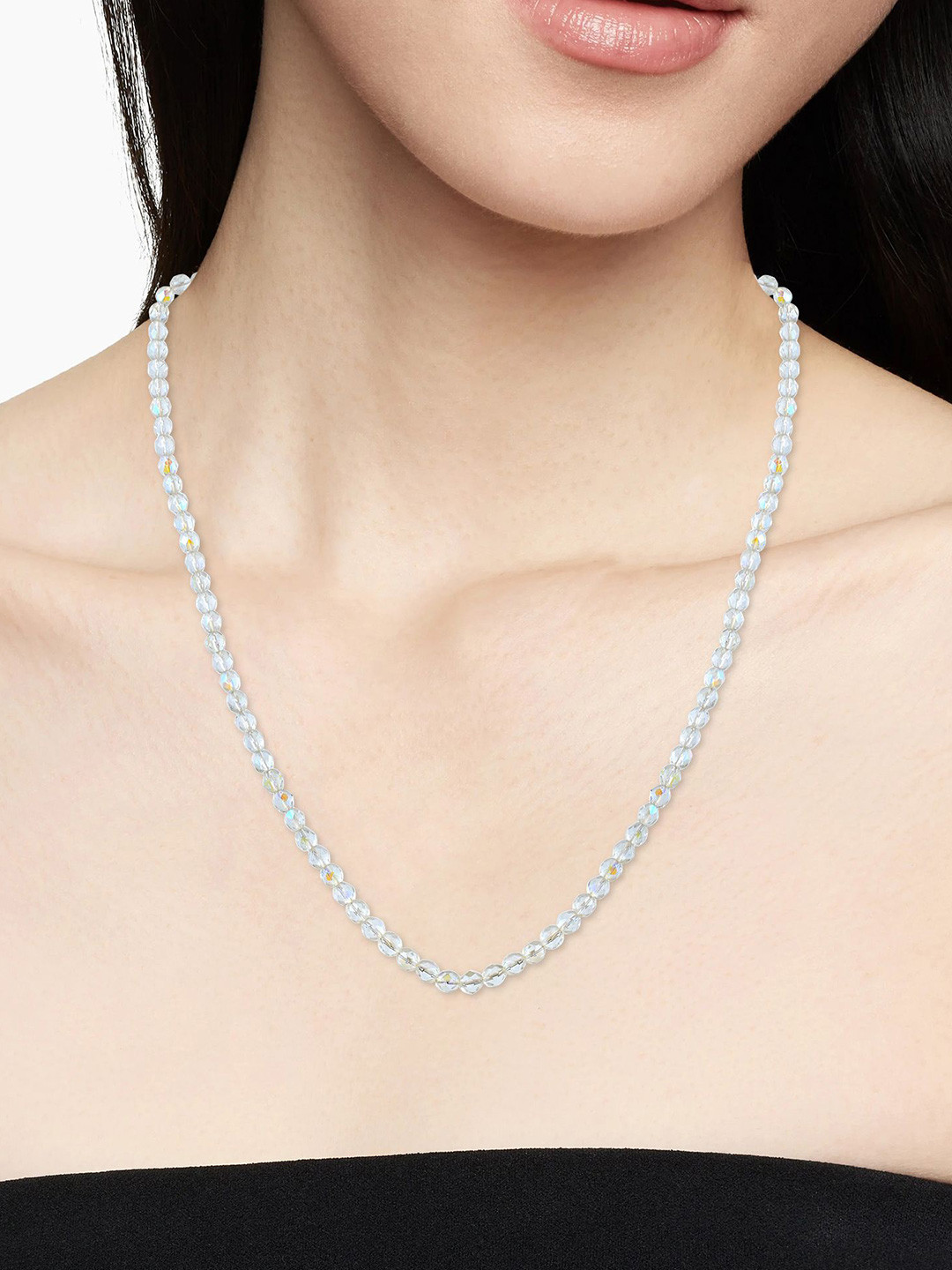 MEMOIR Unisex Crystals Minimal Rosary Hindu Puja Prayer Necklace