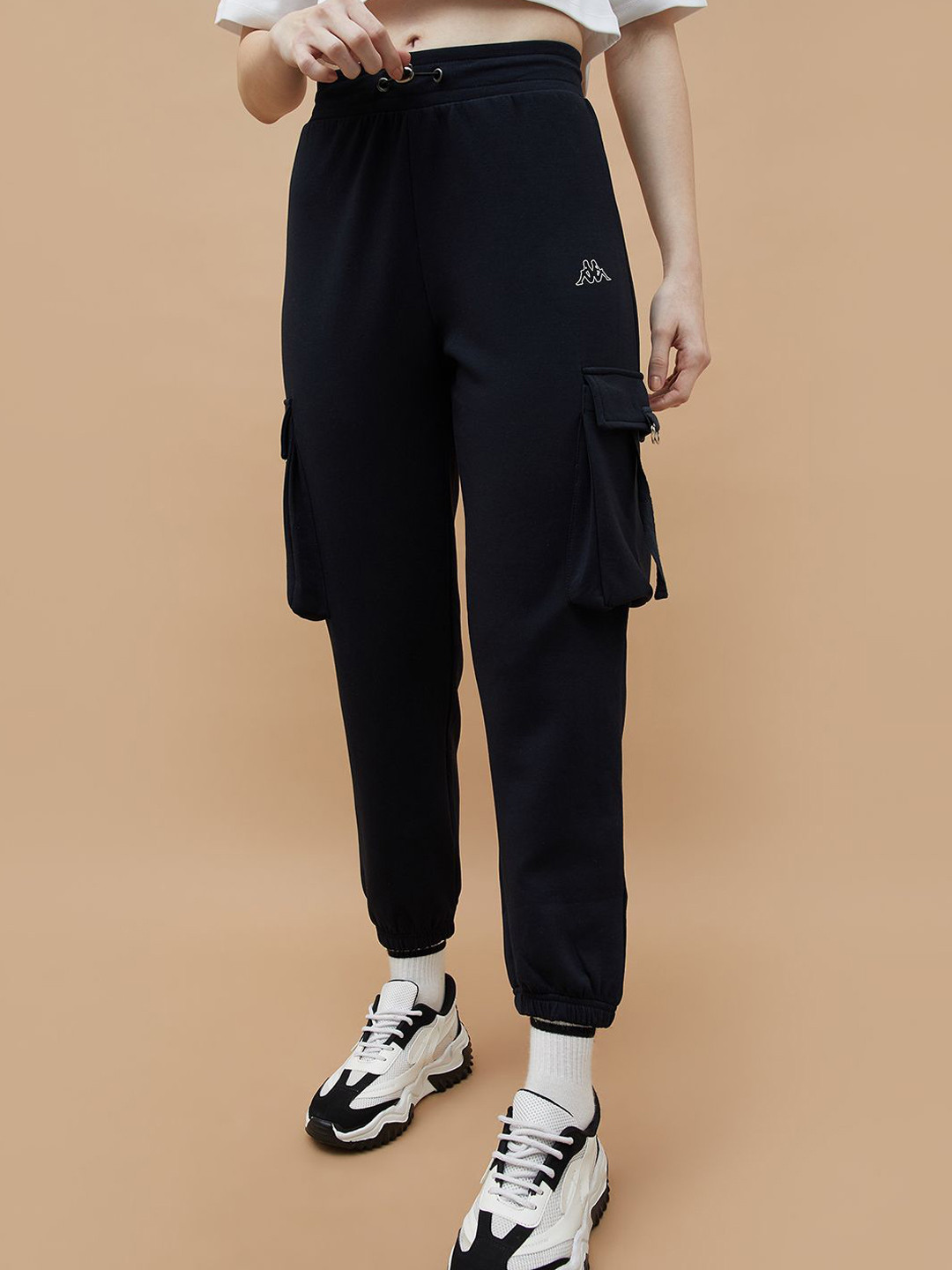 Kappa Women Regular Fit Mid-Rise Cargo Styles Joggers