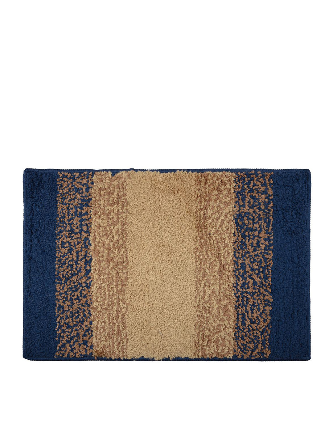 Kuber Industries Cream Colored & Navy Blue Printed Anti-Skid Doormats