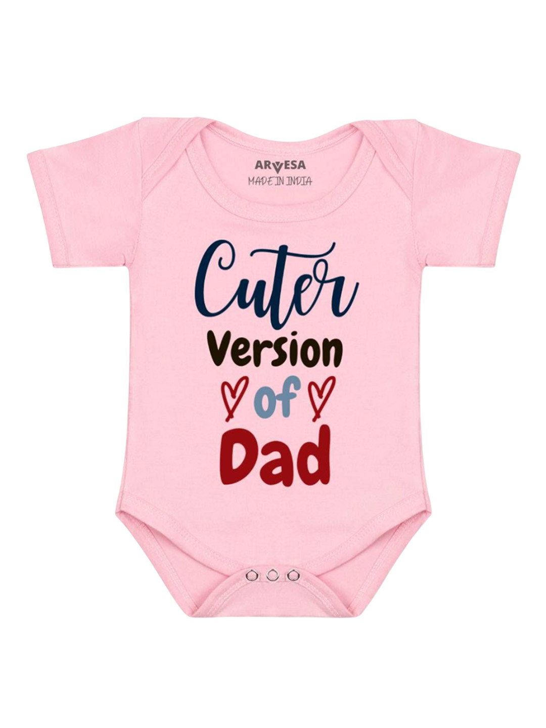 Arvesa Kids Cuter Version Of Dad Printed Envelope Neck Short Sleeves Bodysuit