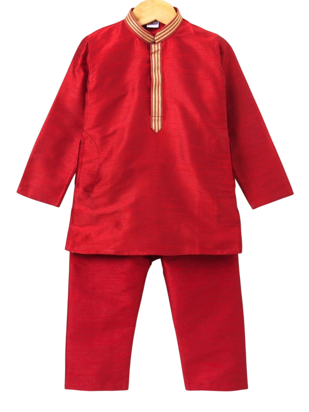 Pehanaava Boys Embroidered Gotta Patti Mandarin Collar A-Line Kurta