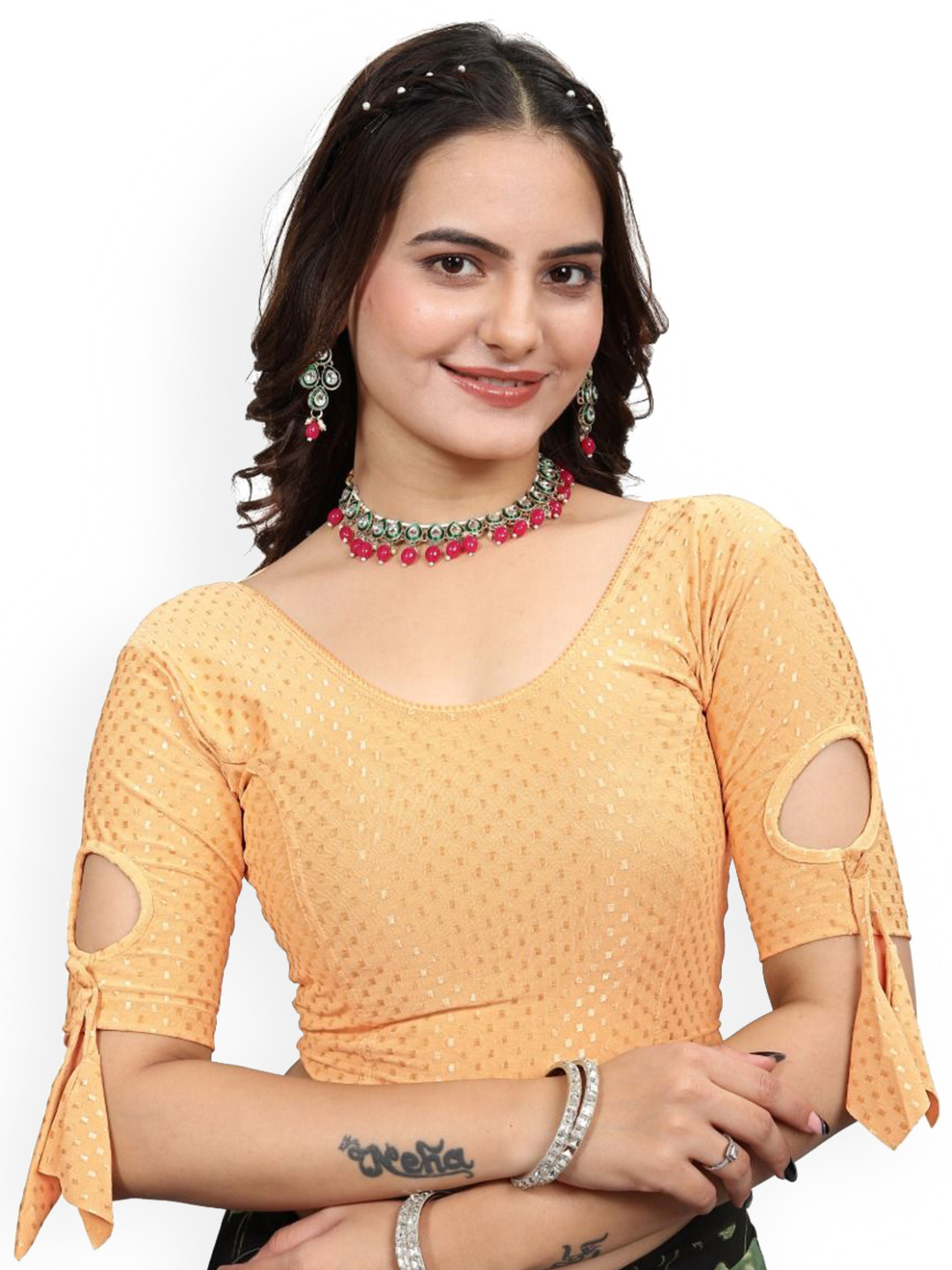 SS Sanket Synthetics Woven Design Saree Blouse