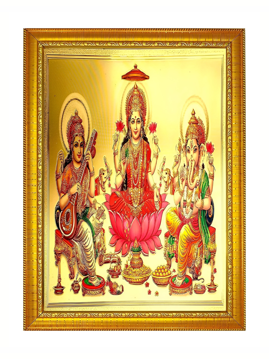 ADA Handicraft Gold-Toned & Pink Wood Wall Photo Frames