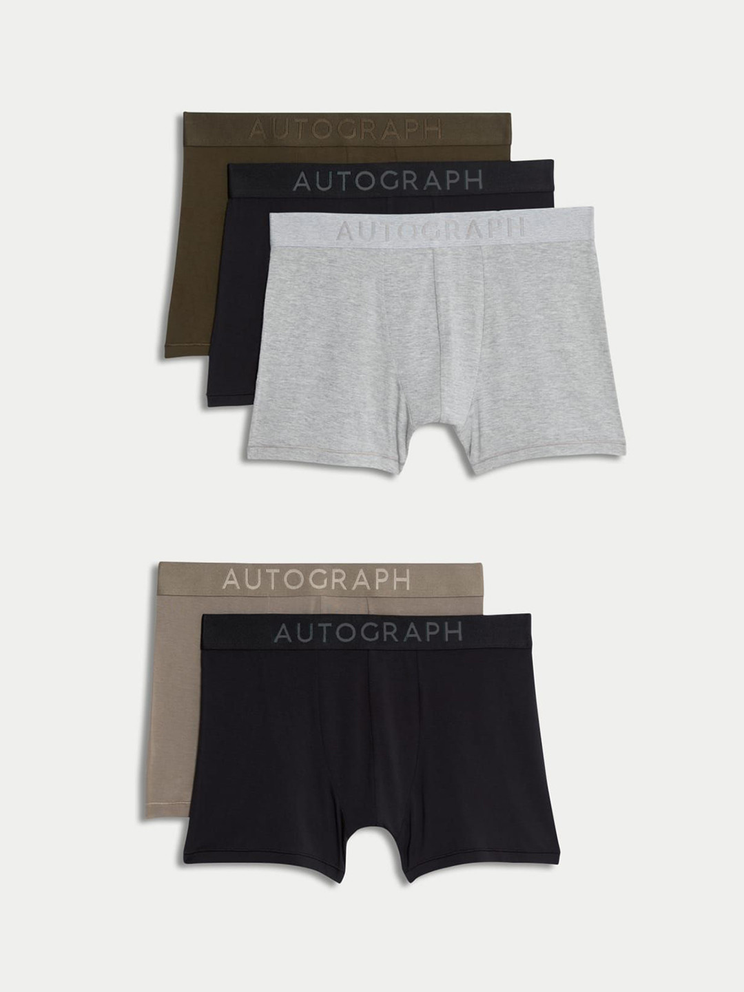 Marks & Spencer Men  Pack Of 5 Mid Rise Breathable Trunks T145330ABLACK MIX-BLACK MIX