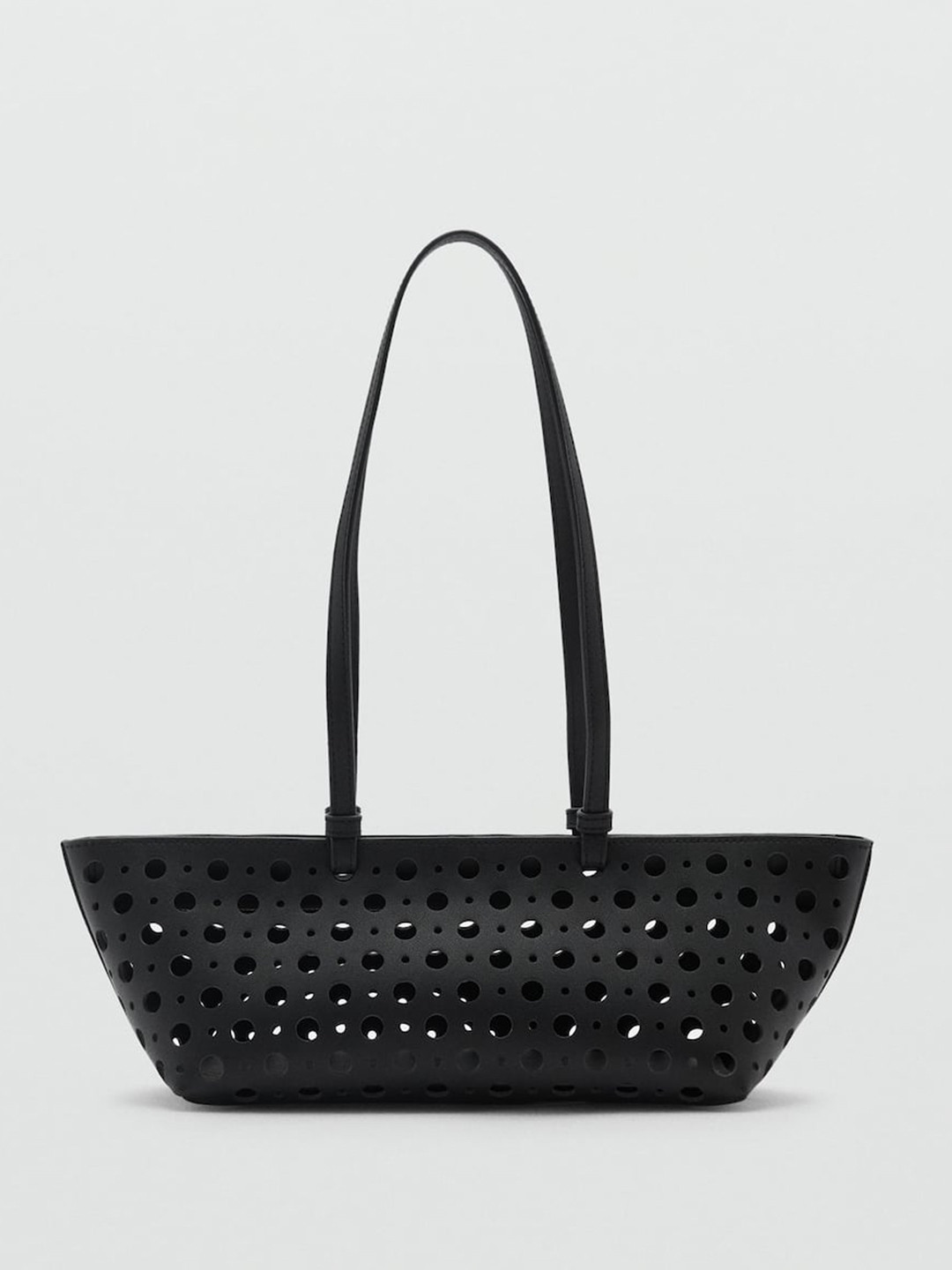MANGO Structured Shoulder Bag with Cut Work Detail