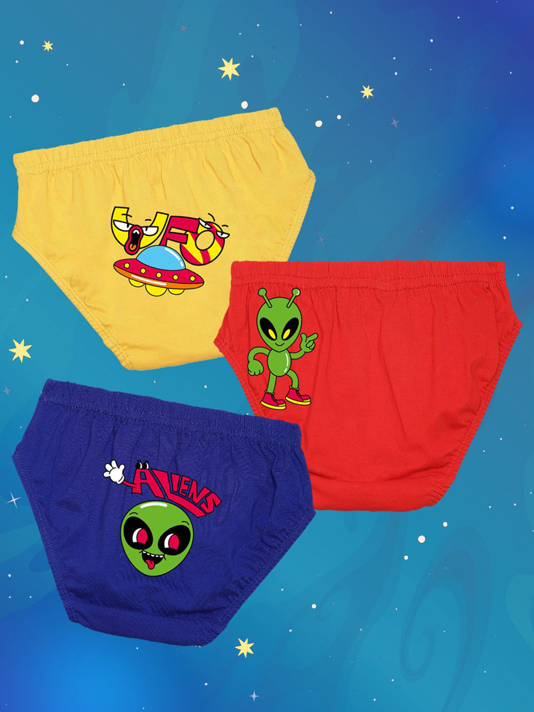 NUSYL Boys Pack Of 3 Micro Ditsy Printed Mid Rise Basic Briefs - NUBCBRFPO3.0133