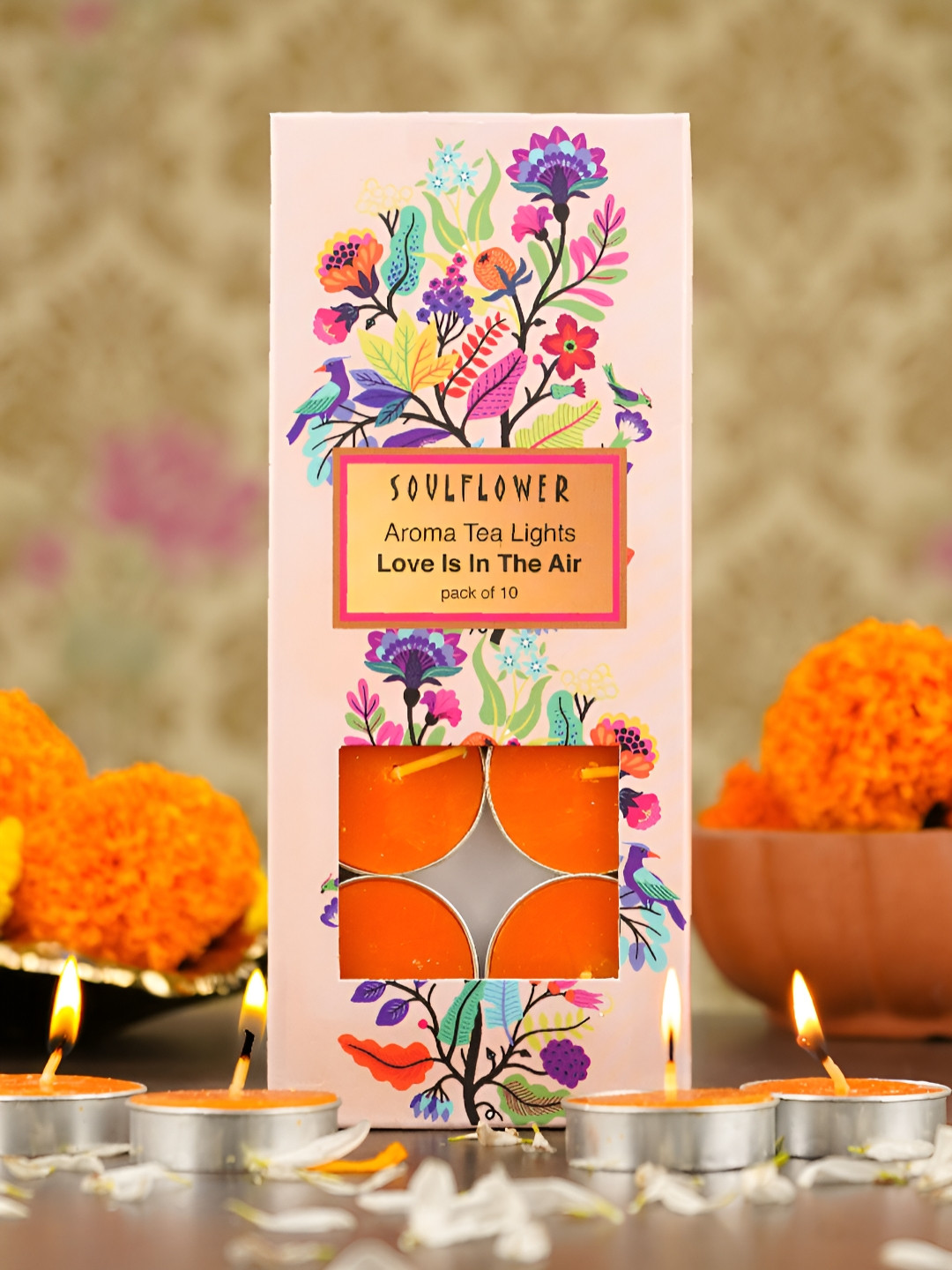 Soulflower Love is in the Air 10Pcs Lead-Free Wick Solid Round Regular Tea Light Candles