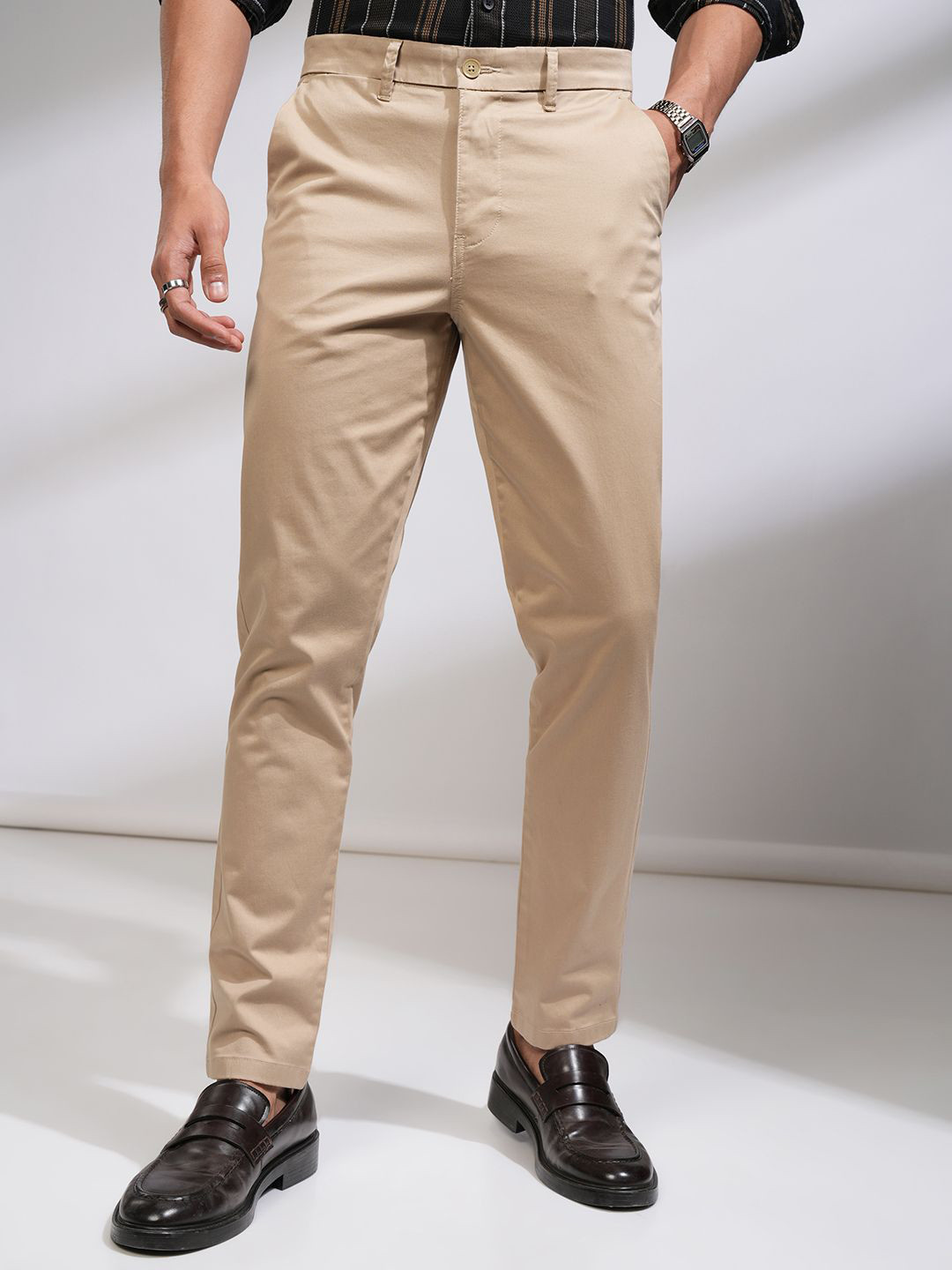 HIGHLANDER Men Premium Satin Chino Slim Fit Trouser