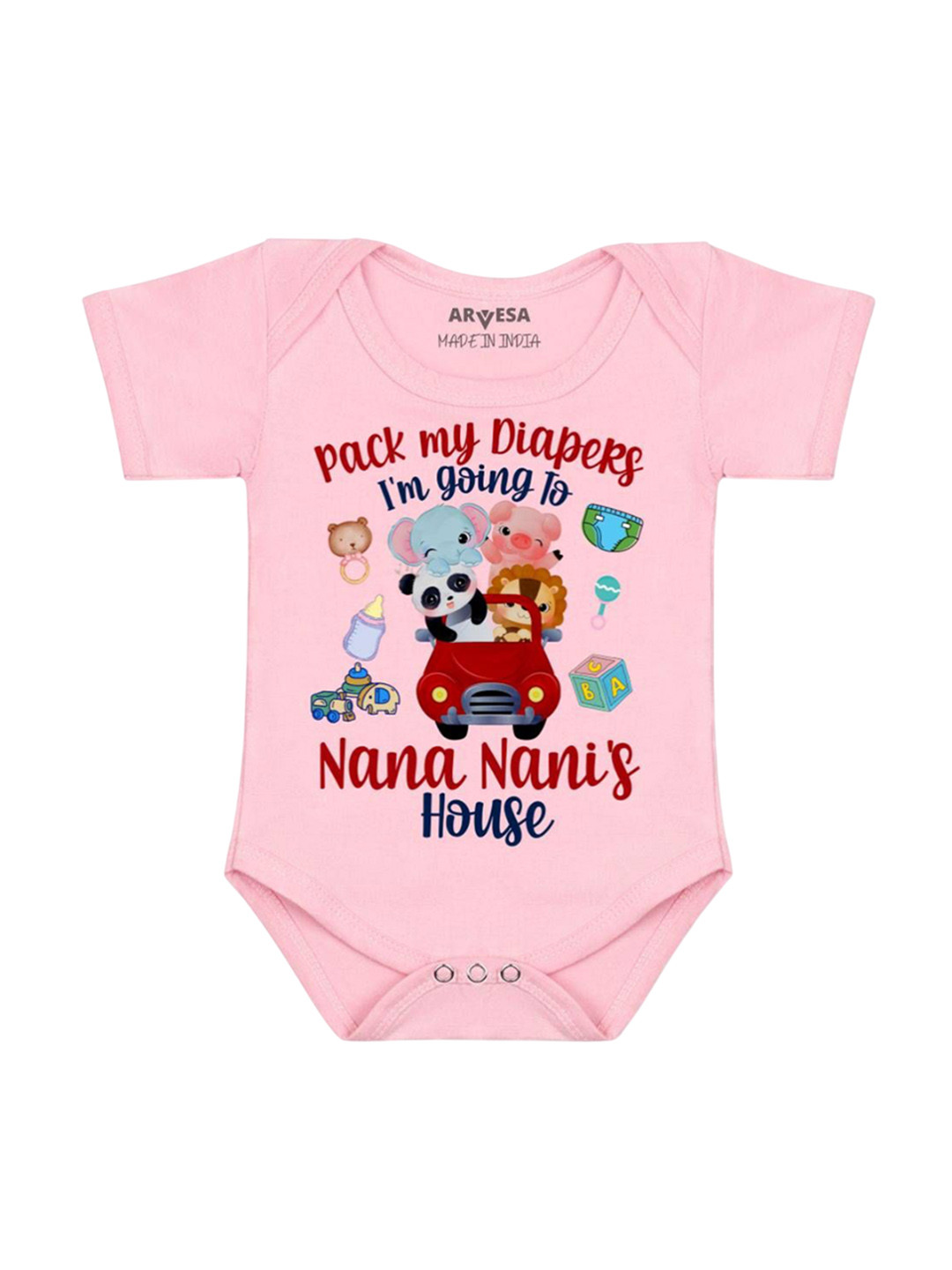 Arvesa Kids I Am Going To Nana Nani House Printed Bodysuit