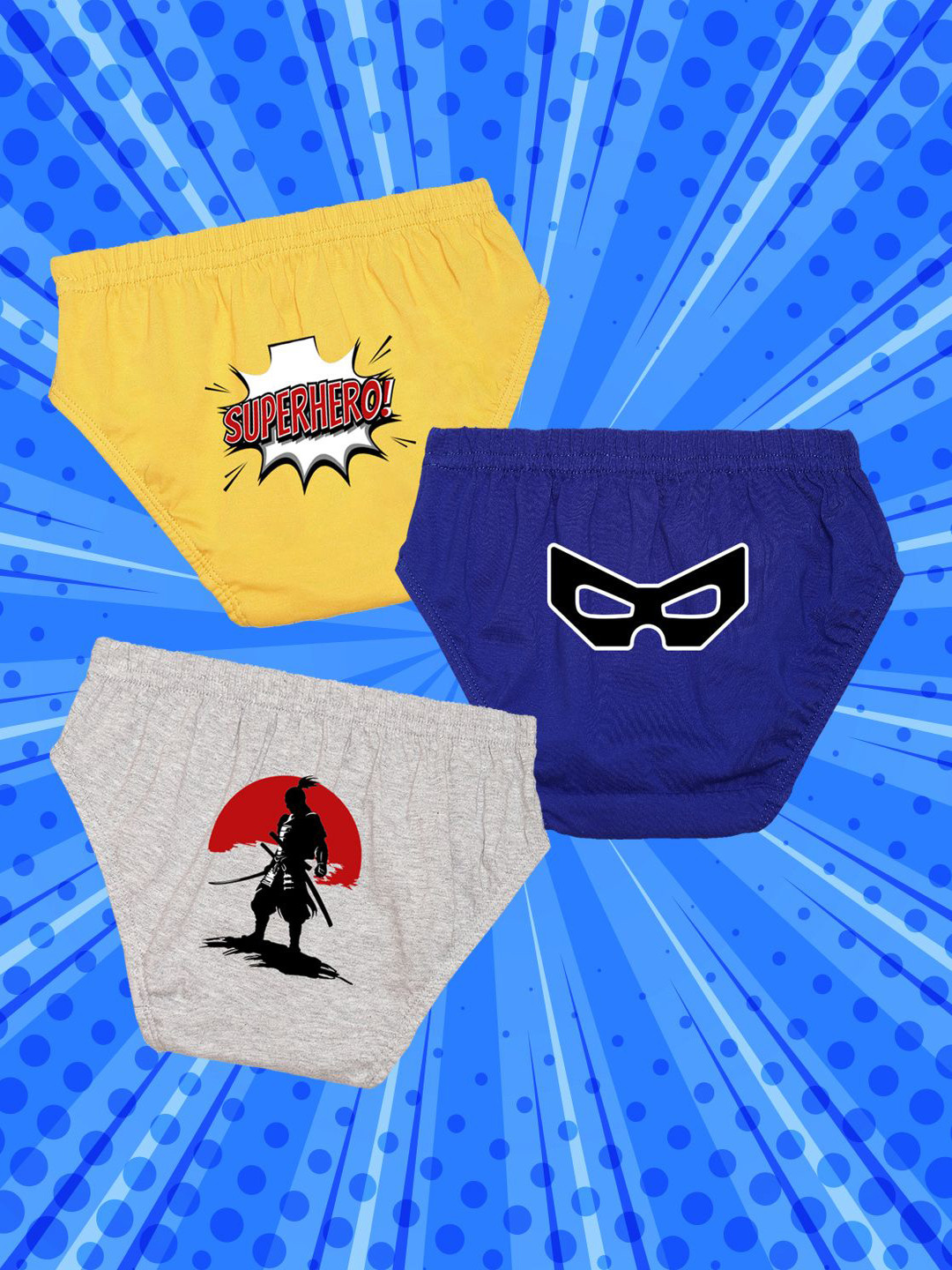 NUSYL Boys Pack Of 3 Printed Mid Rise Basic Briefs - NUBCBRFPO3.0155