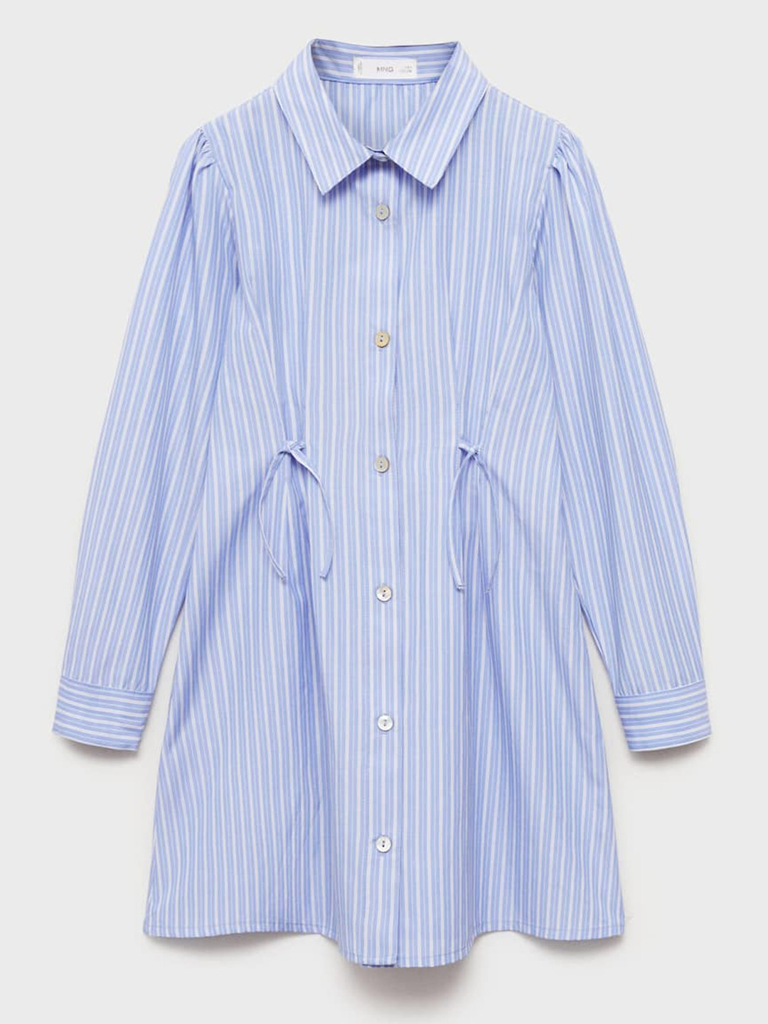 Mango Kids Girls Striped Twin Side Bow Shirt Dress