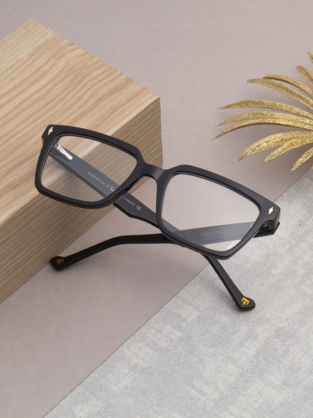 Ted Smith Unisex Black Premium Acetate Full Rim Square Frames