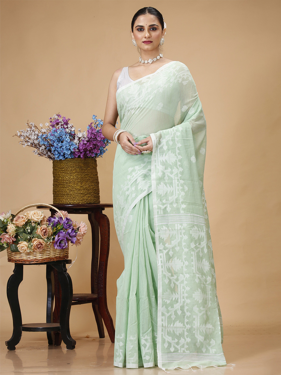 SLAGHA Woven Design Silk Cotton Taant Saree