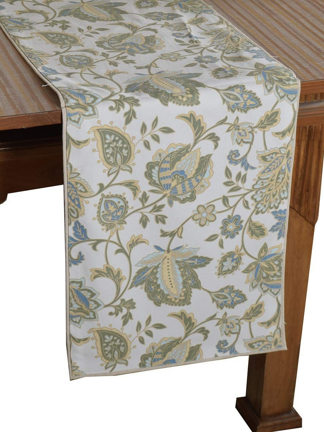 BILBERRY Furnishing by preeti grover Off White Printed Pure Cotton Table Runner