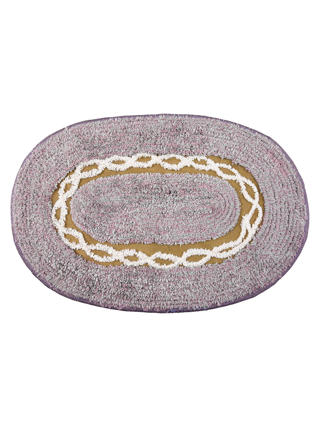 Kuber Industries Assorted & White Cotton Oval Anti-Skid Doormat