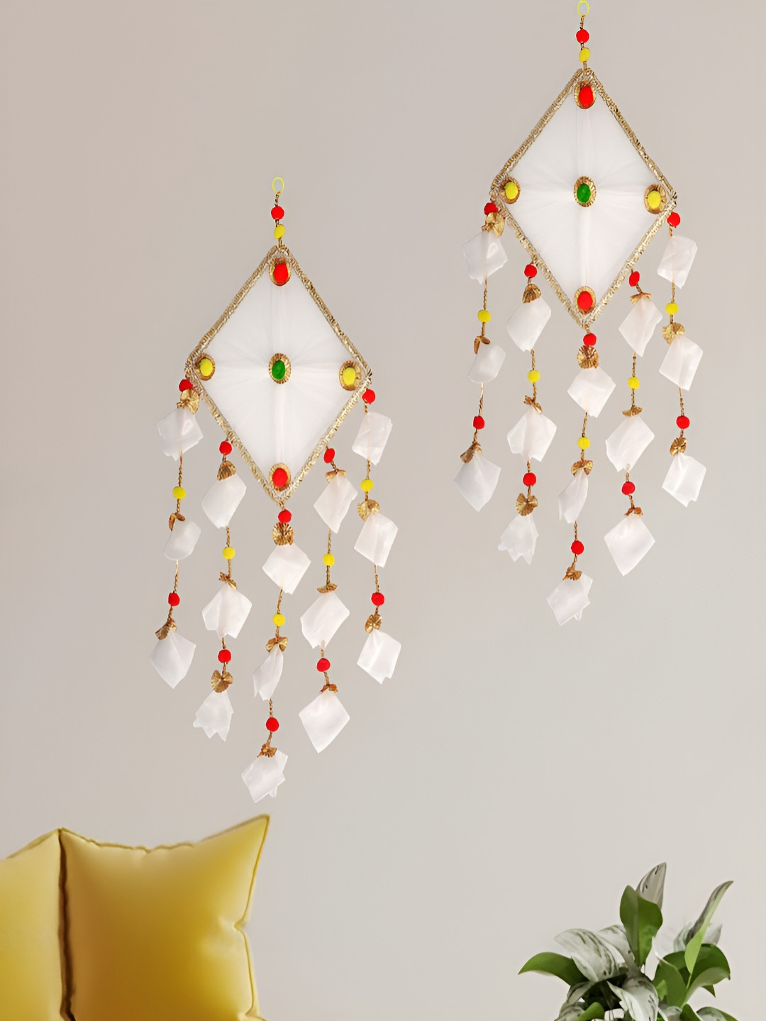 PROKART Kite Hanging Decoration Fabric Tasselled Glossy Hall Wall Hangings-13.4In