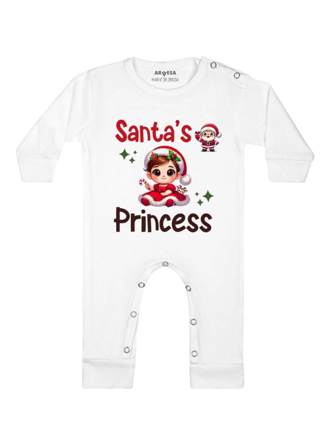 Arvesa Santas Princess Printed Baby Romper