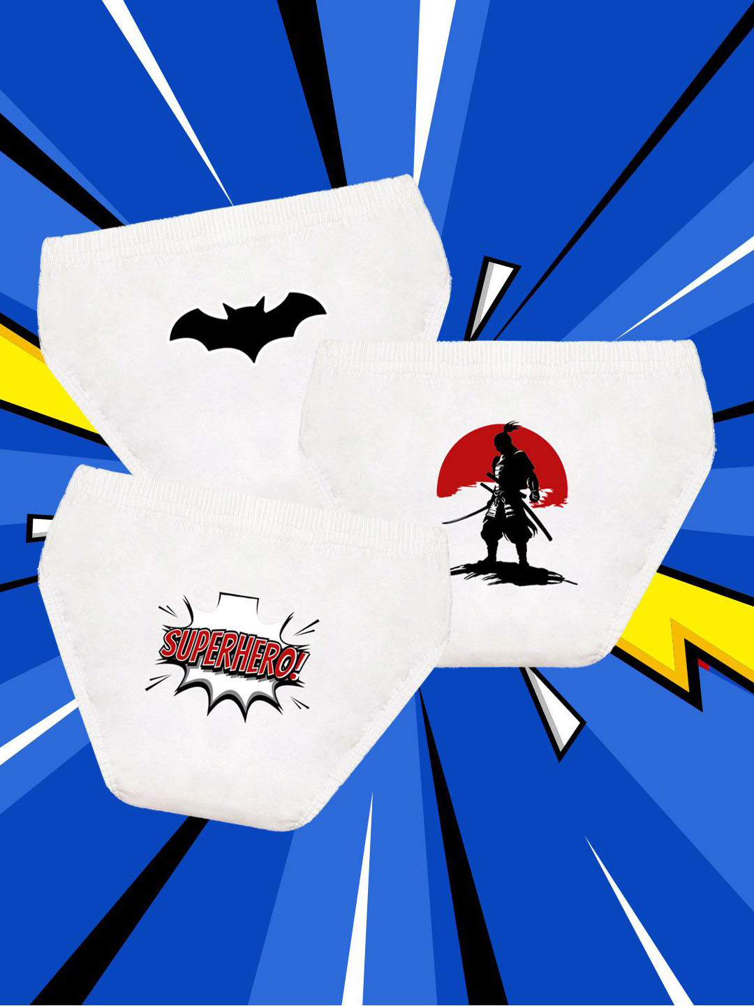 NUSYL Boys Pack Of 3 Printed Mid-Rise Cotton Basic Briefs - NUBCBRFPO3.0172