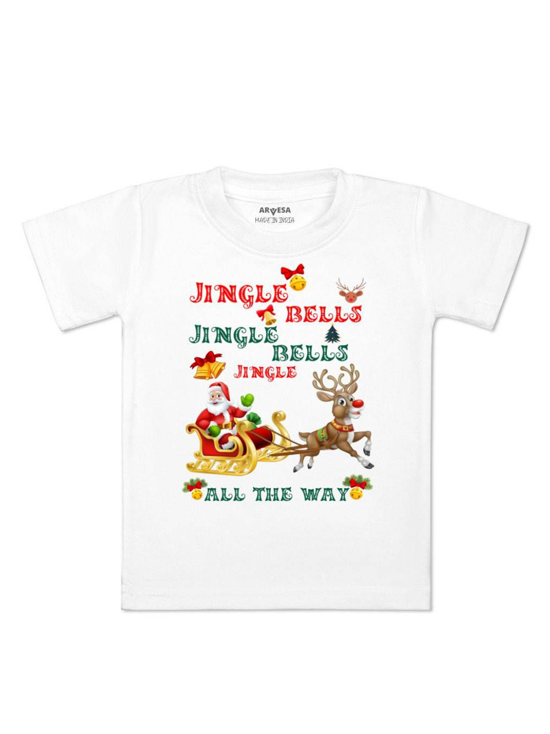 Arvesa Jingle Bell All The Way Printed Kids Unisex T-shirt