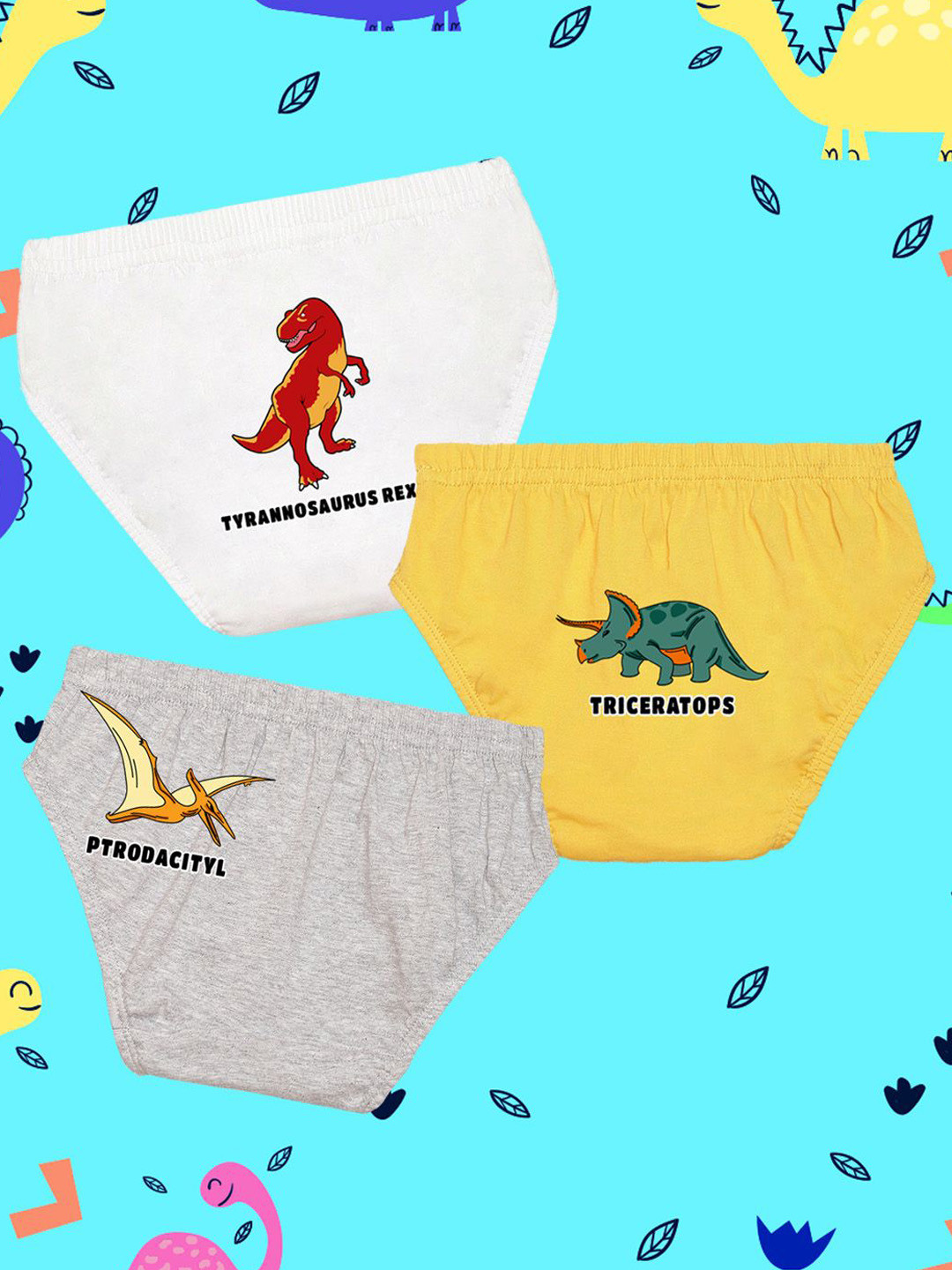 NUSYL Boys Pack Of 3 Boys Animal Printed Mid Rise Basic Briefs - NUBCBRFPO3.0119