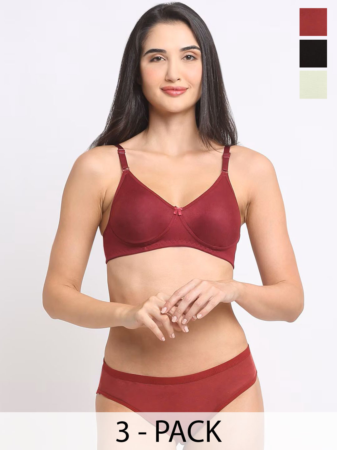 Designer Bugs Women's Cotton Non Padded Non Wired Lingerie Set  Pack Of 3
