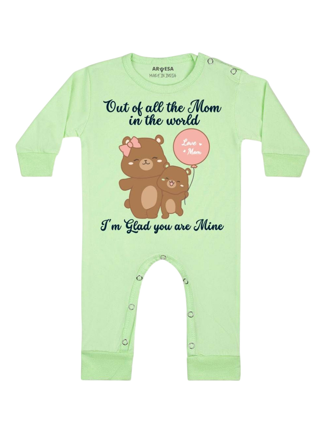 Arvesa Kids I Am Glad You Are Mine Mom Printed Baby Romper