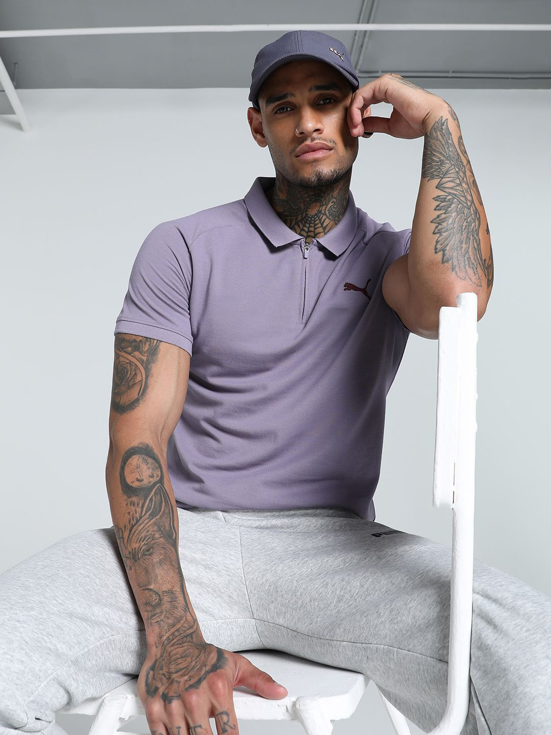 Puma Men Raglan Sleeve Slim Fit Polo T-Shirt