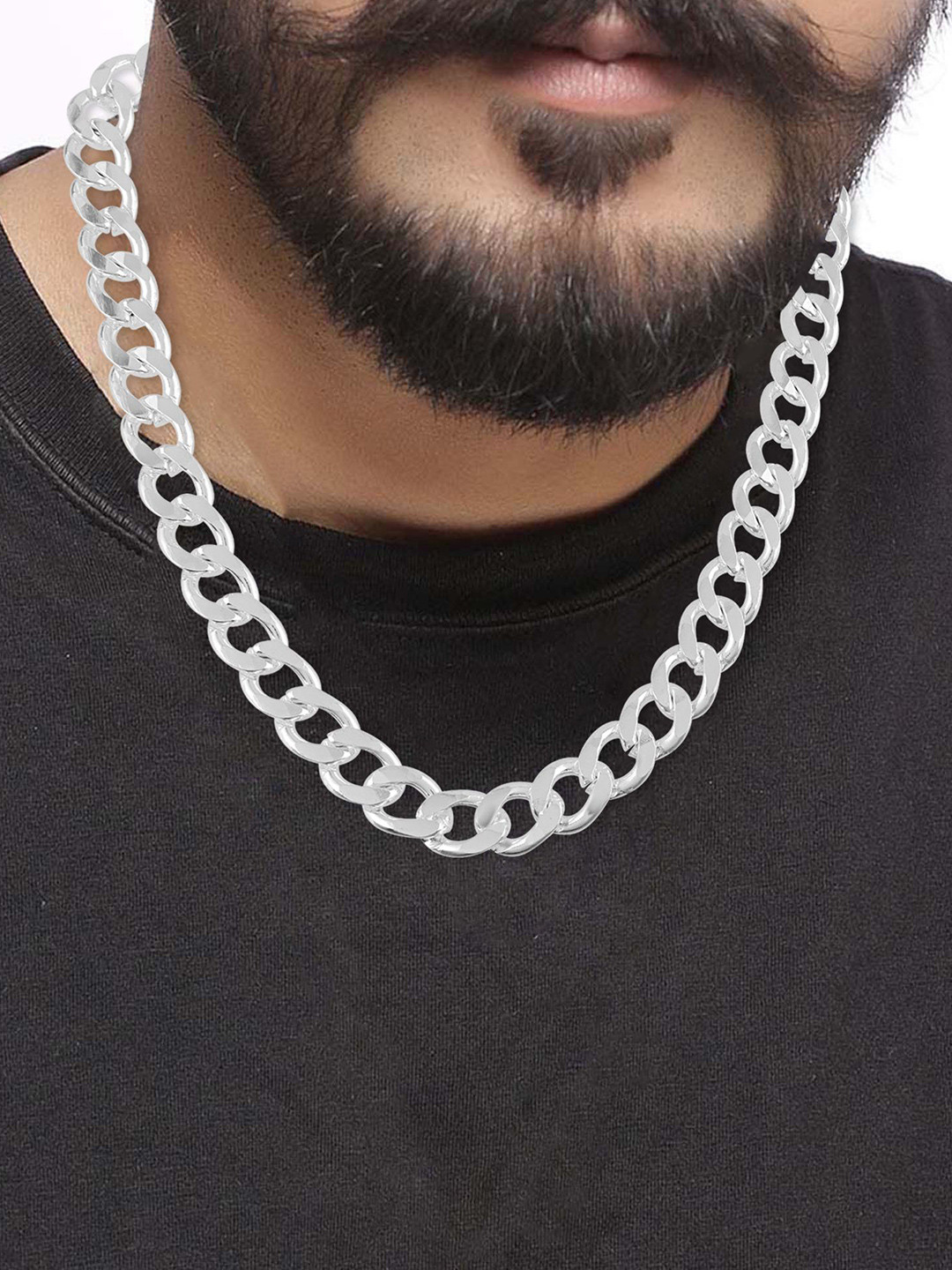 MEMOIR Unisex Silver-Plated Statement Thick And Heavy Chain