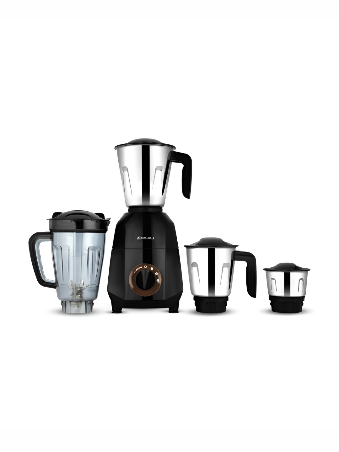 Bajaj Rex Dlx Ninja Series Black Stainless Steel Duracut Blades 4 Jars Wet and Dry Grinder-750W