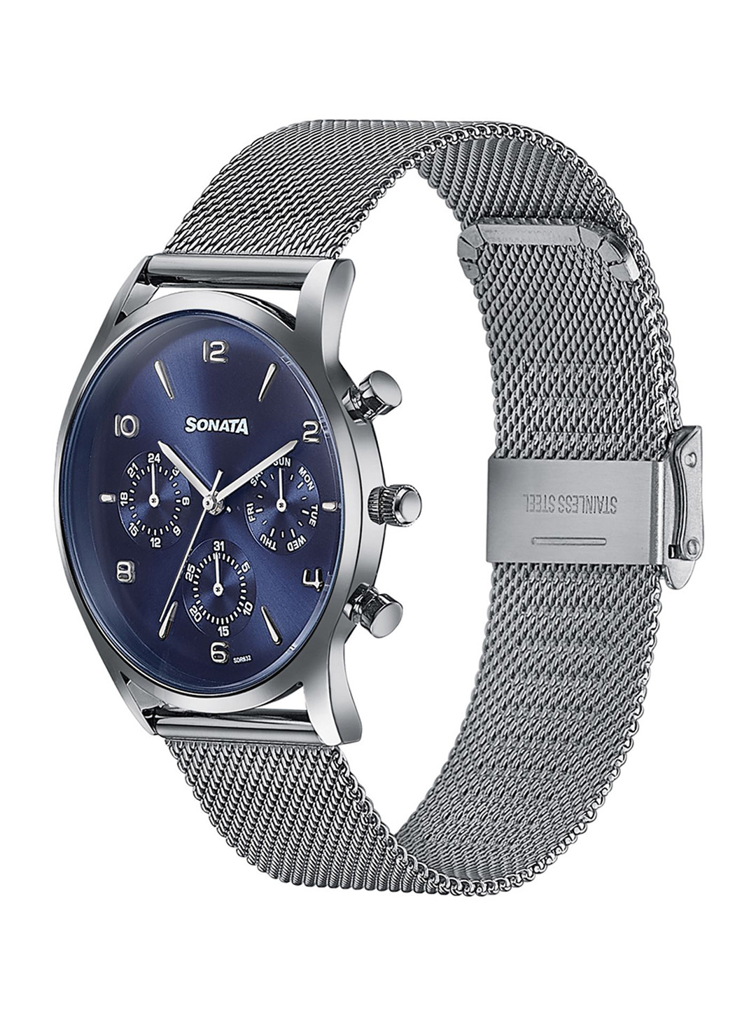 Sonata Men Sonata Wedding Dial & Bracelet Style Straps Analogue Watch 77146NM02