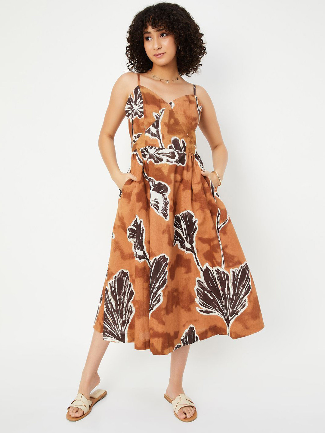 max Animal Print A-Line Midi Dress