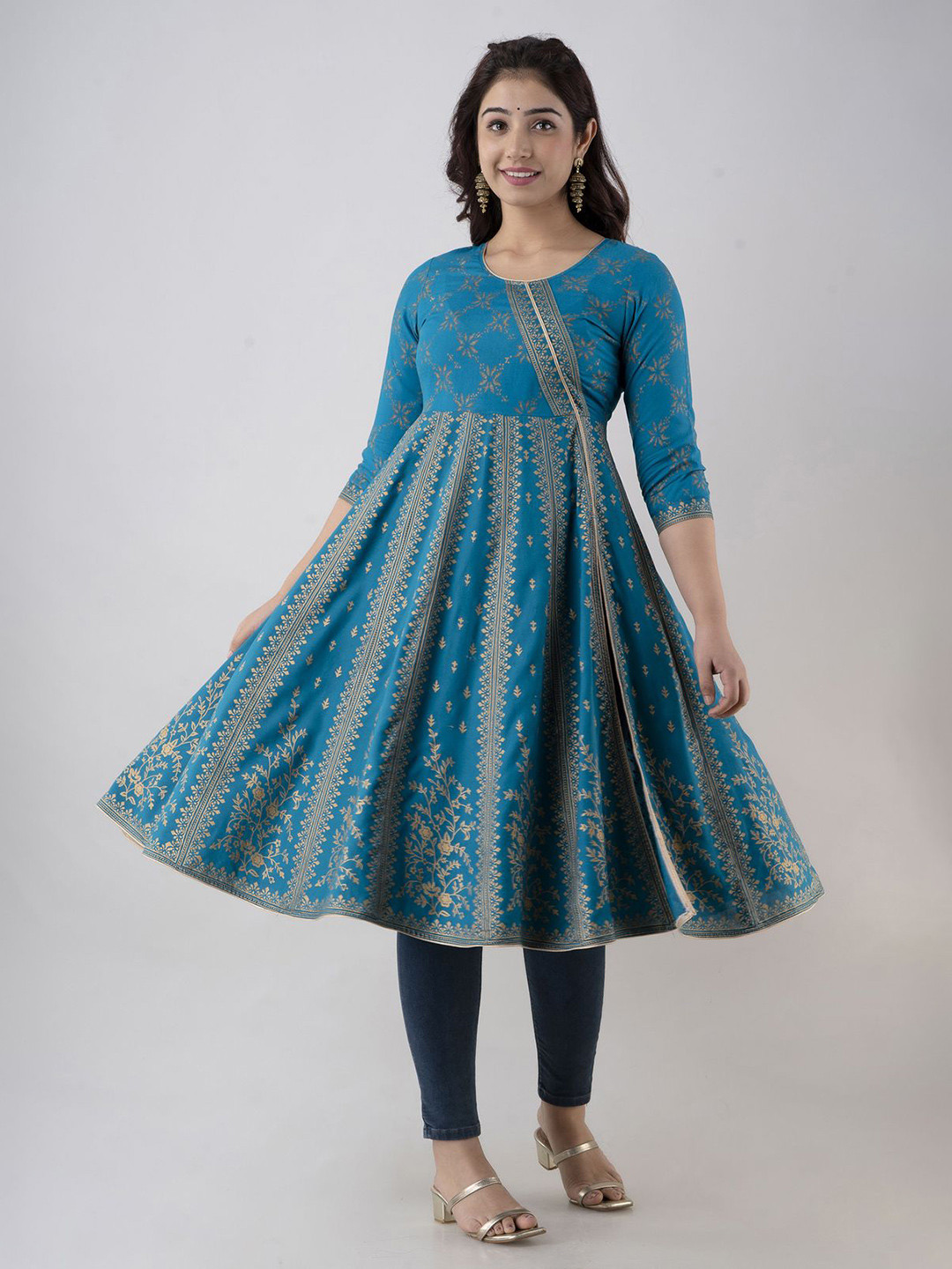 G.L. FASHION Floral Printed Cotton A-Line Kurta