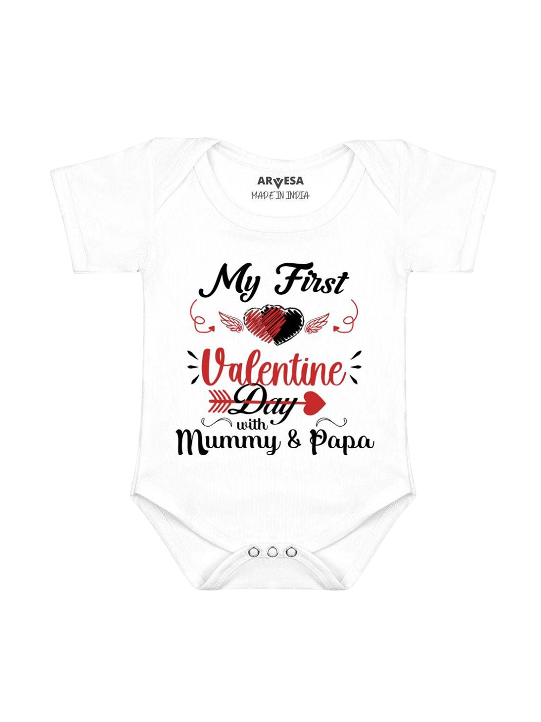Arvesa First Valentine Printed Baby Romper